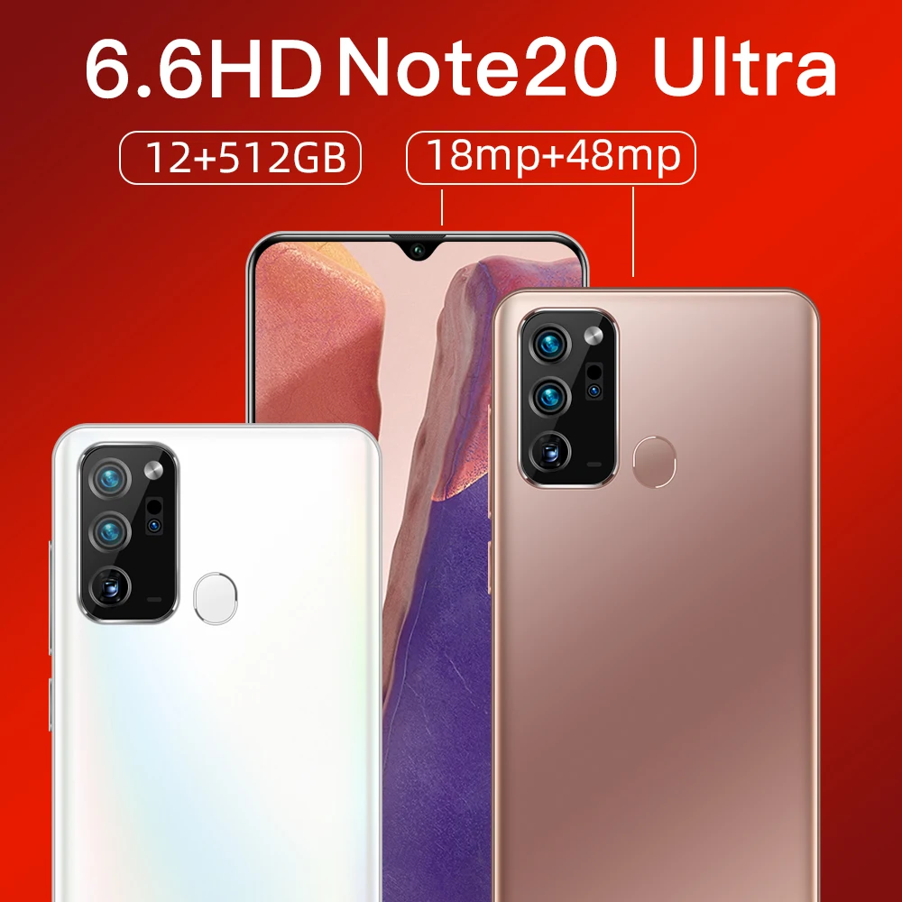 

Global Version Smartphone Note20 Ultra 6.7Inch 12GB+512GB Android10 Deca Core 5G 5000mah 18MP+48MP MTK6899 Telephone Celulares
