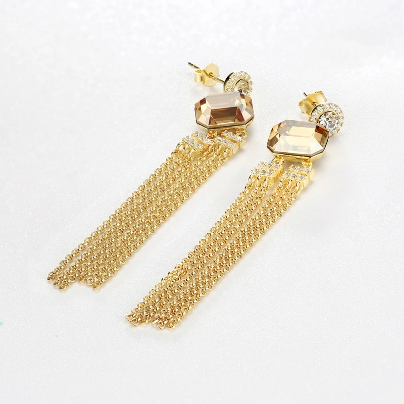 

New Fashion Dangle Hanging Crystal Long Drop Earrings For Women Simple Chain Ladies Tassel Earrings Jewelry brinco bijoux