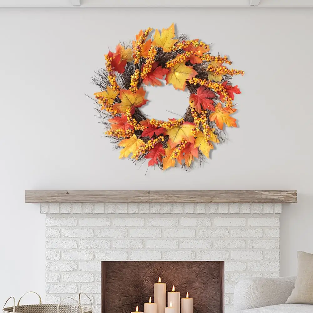 

Thanksgiving Fall Wreath Artificial Maple Leaves Elegant And Realistic Wreath Decor House Multifunctional Decorative Accessory