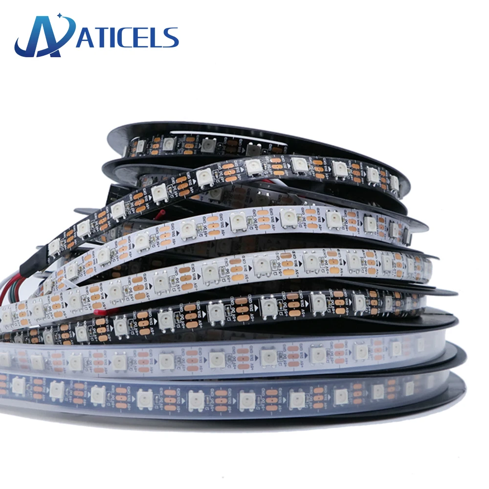 

WS2812B LED Strip 30/60/144 Pixels Color Individually Addressable WS2812 LED Strip Light RGB DC5V 1M/5M IP20/IP65/IP67