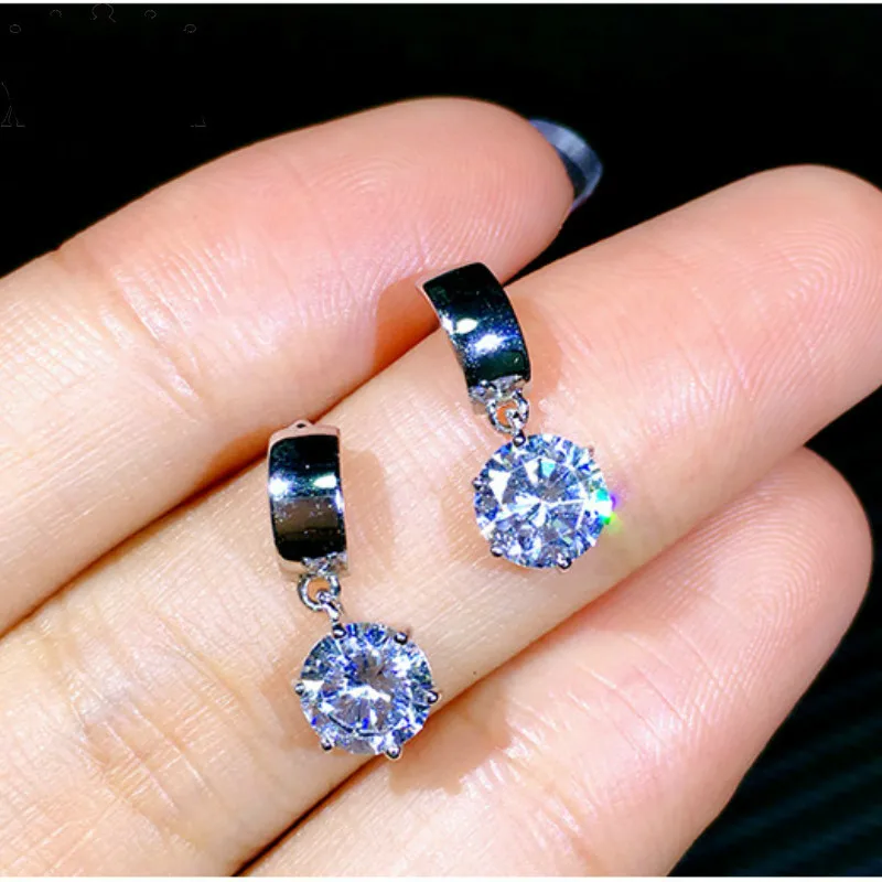 

Female Luxury Crystal Zircon Stud Earrings Vintage 925 Silver Jewelry Double Earrings For Women Gifts For Women