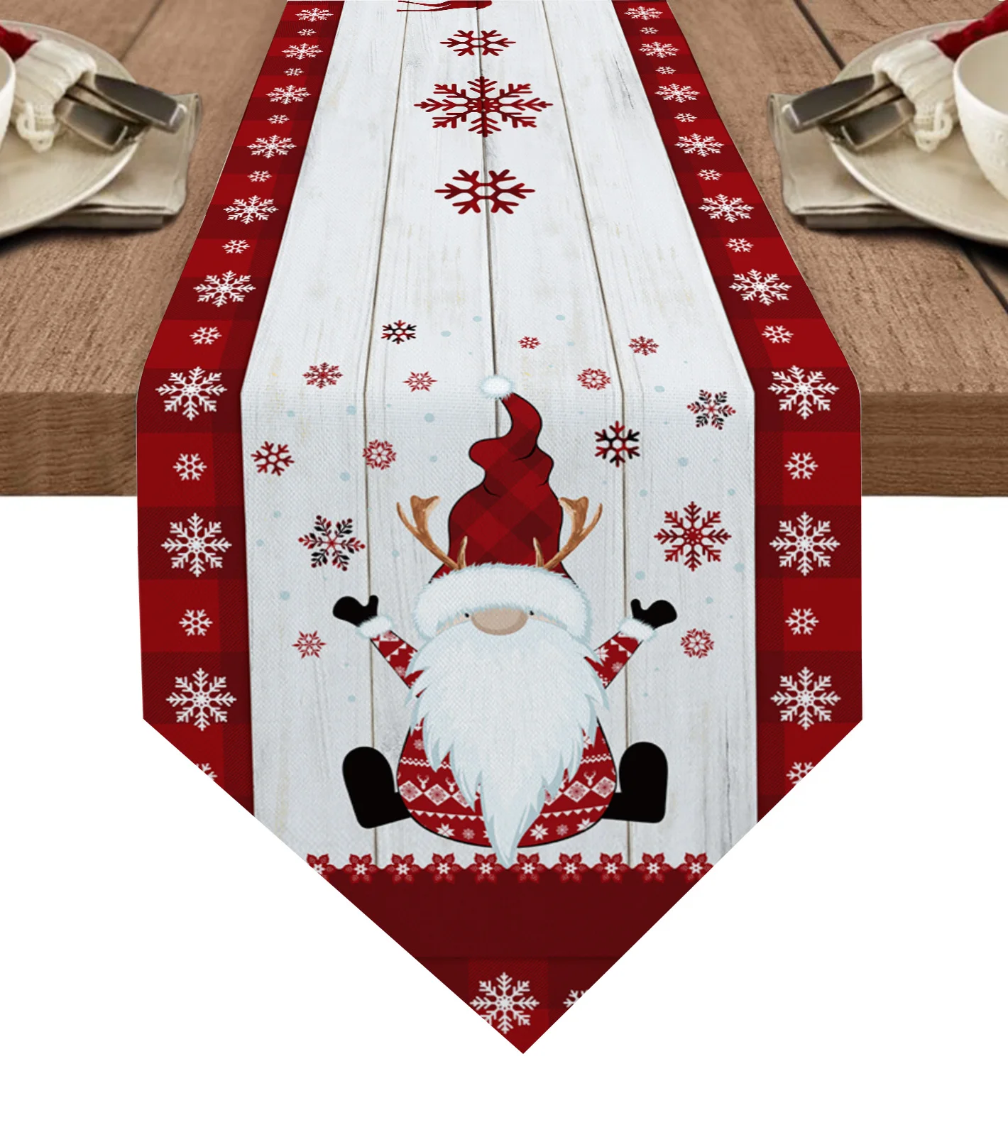 

Christmas Snowflake Gnome Snowflake Table Runners Tablecloths Wedding Party Christmas Decoration Table Cover New Year Xmas Decor