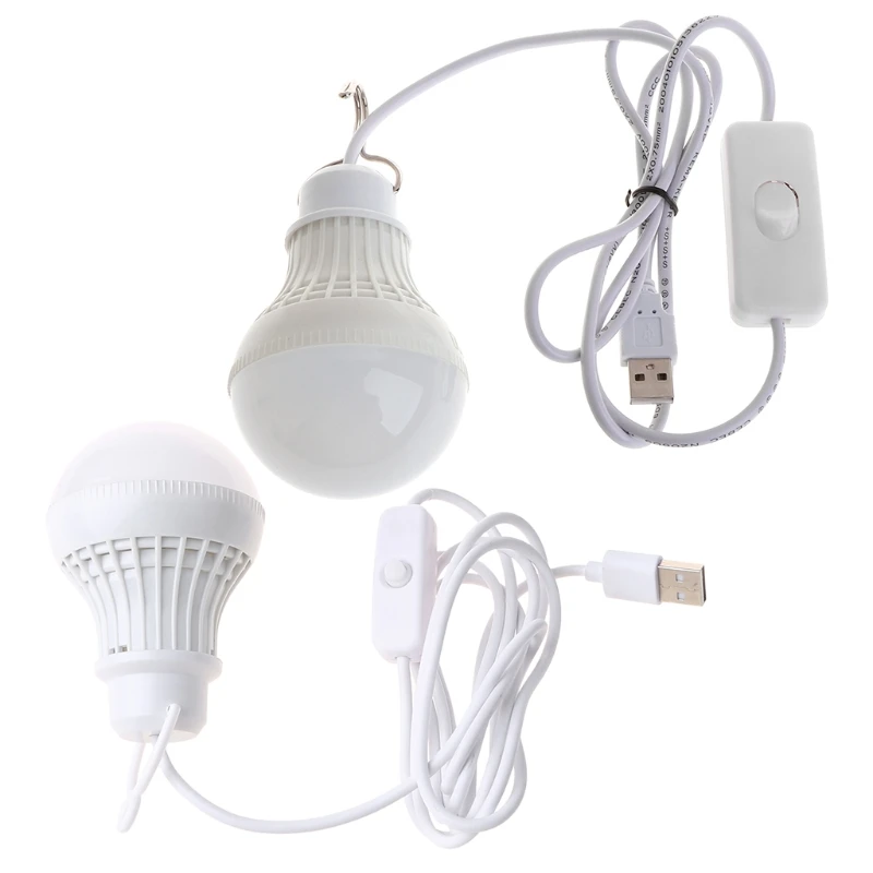 

5W 10 LED Energy Saving USB Bulb Light Camping Home Night Lamp Hook Switch
