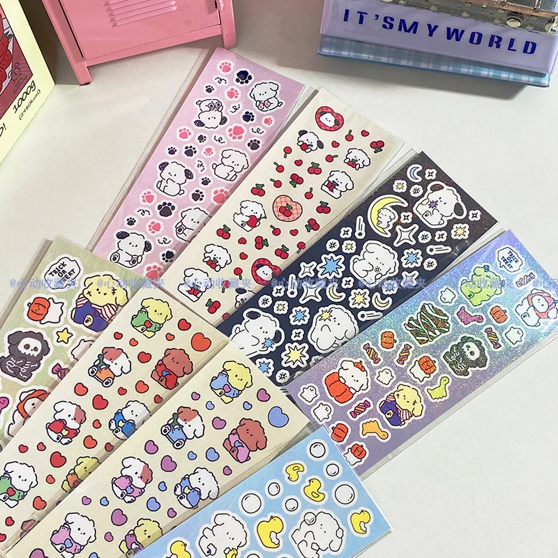 1Pc Kawaii Cartoon Dog Stickers Scrapbooking Decorative Ribbon Cute Sticker Korean DIY Diary Album Stick Label School Stationery