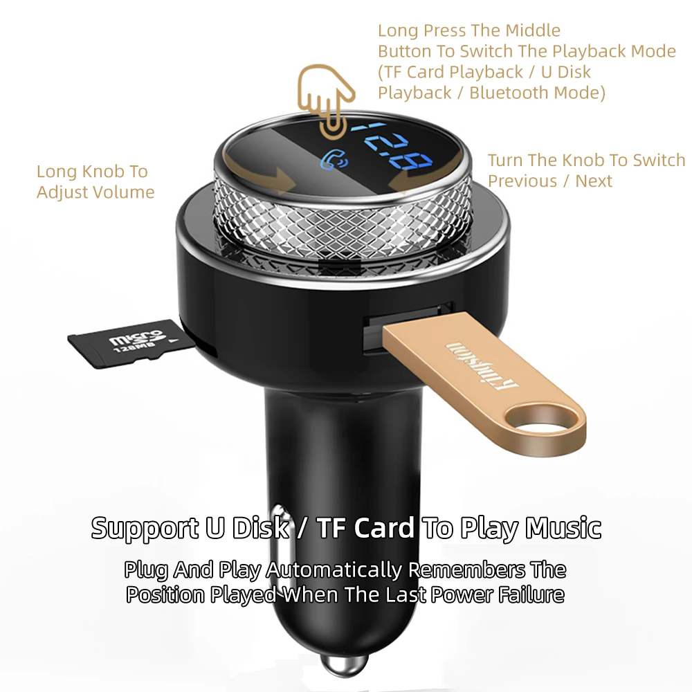 Автомобильное зарядное устройство с функцией быстрой зарядки и поддержкой