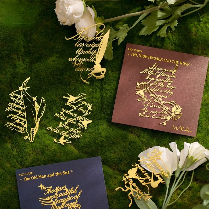 

Creative Hollow Out Craved Metal Bookmark Romantic Poem Letters Brass Book Marker Gift