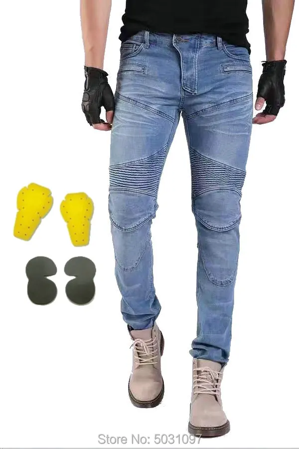 

Мотоциклетные брюки Volero, облегающие Синие Защитные джинсы для езды на велосипеде