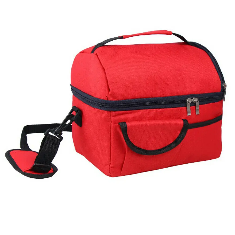 Bright Red Изолированная сумка для обедов Tote Сумка дорожная Мужская и женская для взрослых горячая холодная еда термоохладитель 8L - Цвет: Bright Red