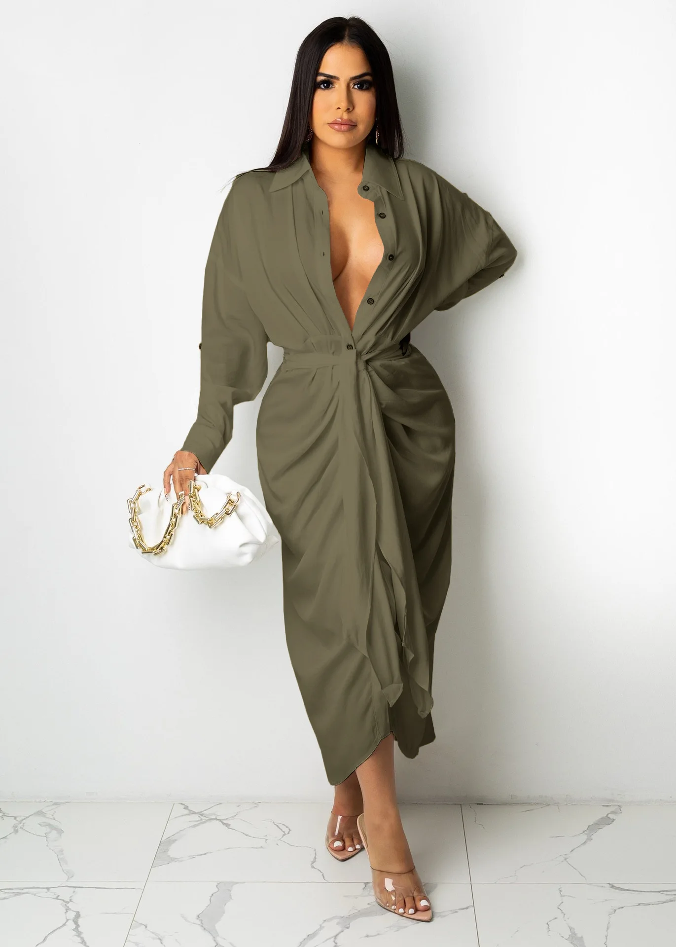 

new women's fashion cardigan irregular long sleeve dress Autumn and winter