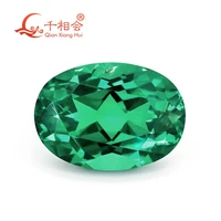 oval shape green color created hydrothermal columbia emerald including minor cracks and inclusions loose gemstone