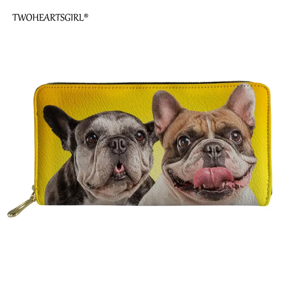 

Женский кошелек twoheart sgirl из искусственной кожи, кредитница для удостоверения личности французского бульдога, Чековая книжка для телефона, о...