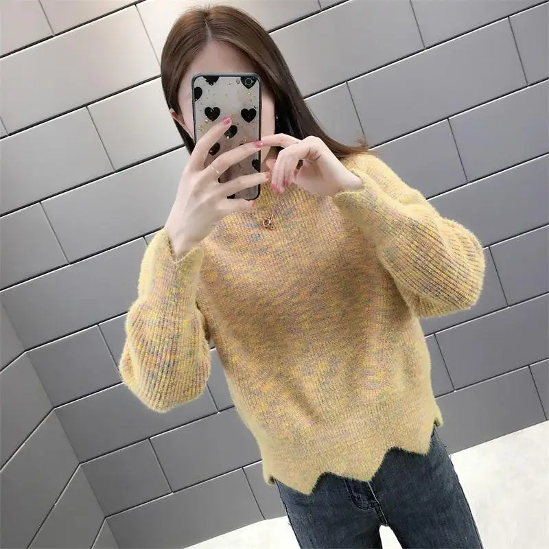 

Woman Sweaters Short Autumn Winter Knitted Turtleneck Thickened Jumper Women Femme Chandails Pull Hiver