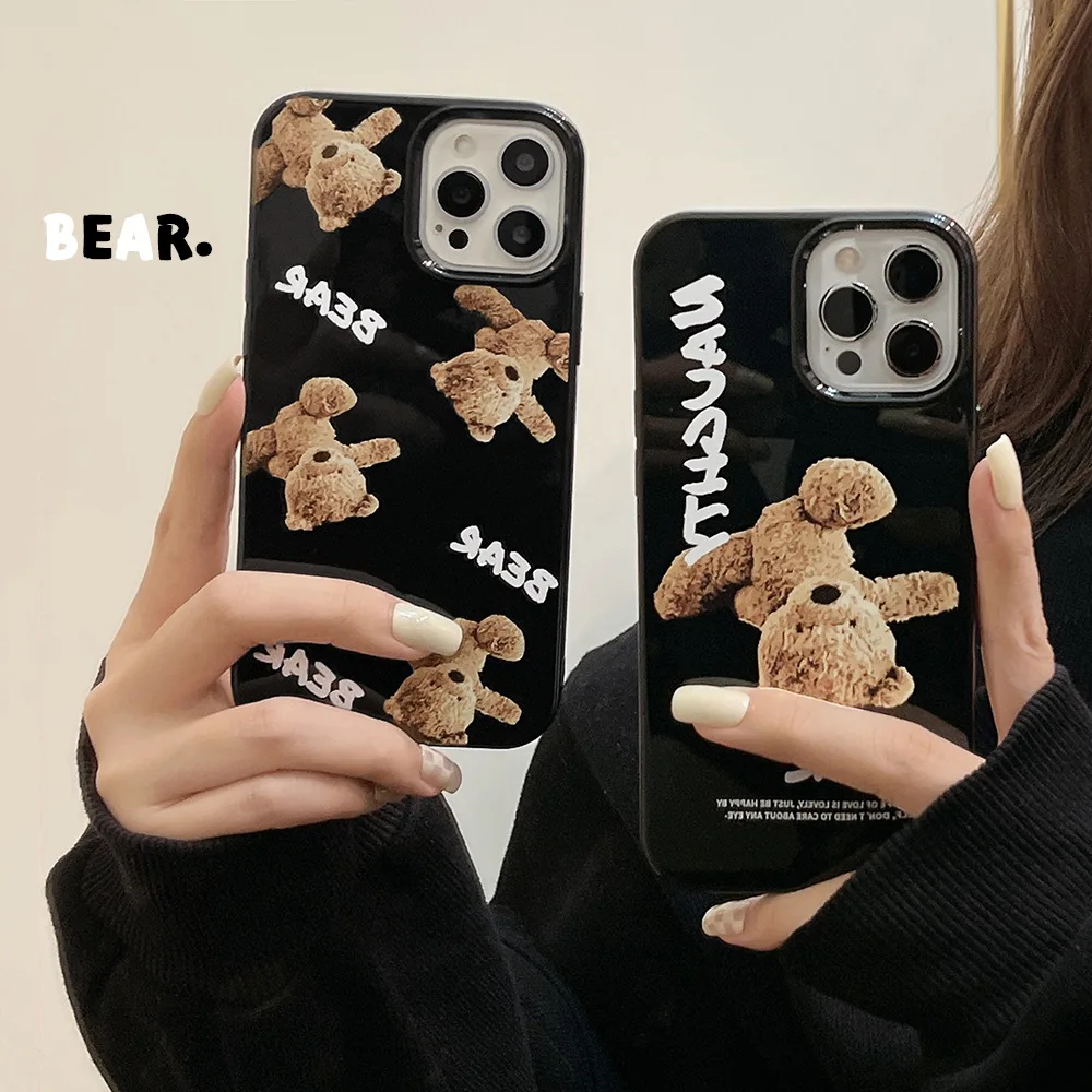 

Korea Fashion Street Brand Teddy Bear Soft Phone Case For iPhone 11 12 13 Pro Mini XS Max X XR 7 8 Plus SE 2 Shockproof Cover