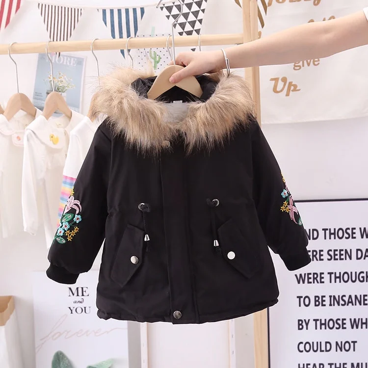 Зимнее пальто для девочек зимняя одежда маленьких плотная Вельветовая Парка