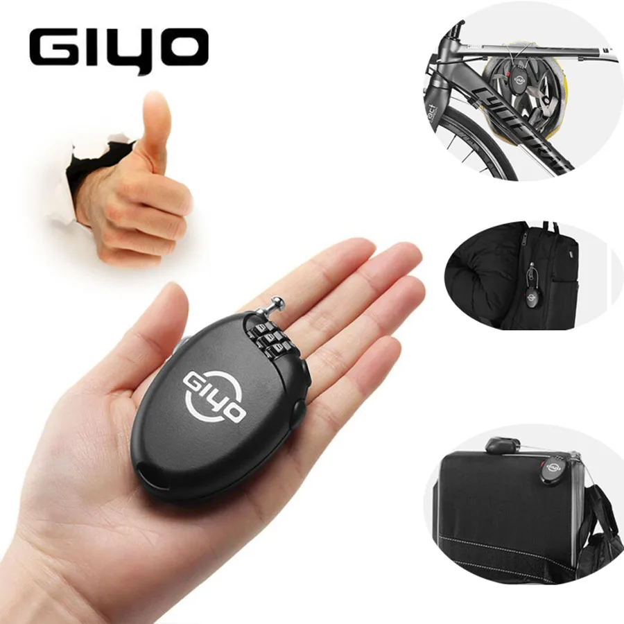 

Замок велосипедный GIYO, мини-кабель, 3-значный пароль, защита от кражи, аксессуары для велошлема