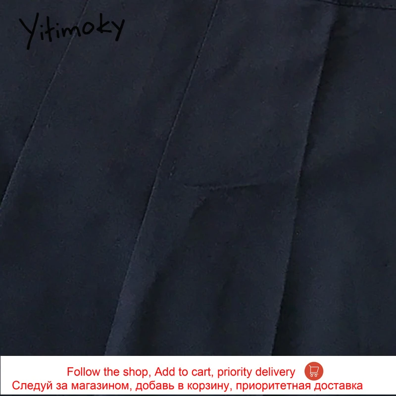 

Yitimoky Vintage Skirts Womens Summer 2021 New Korean Style Casual Zipper Plus Size Deep Blue A-Line Midi Long Skirt Hot Sale