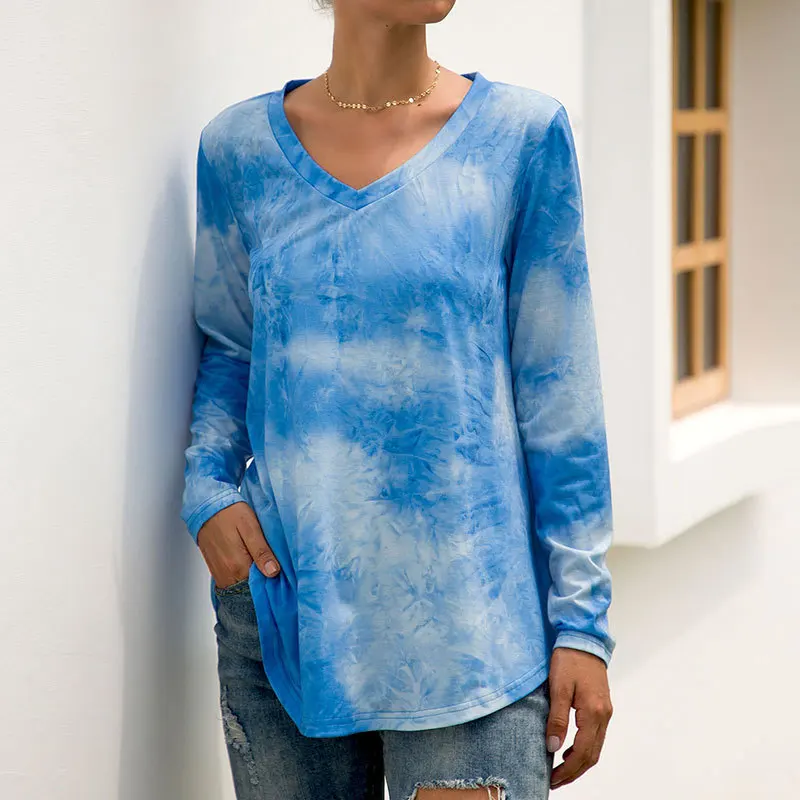 Новая Европейская и американская женская футболка хит продаж галстук краситель