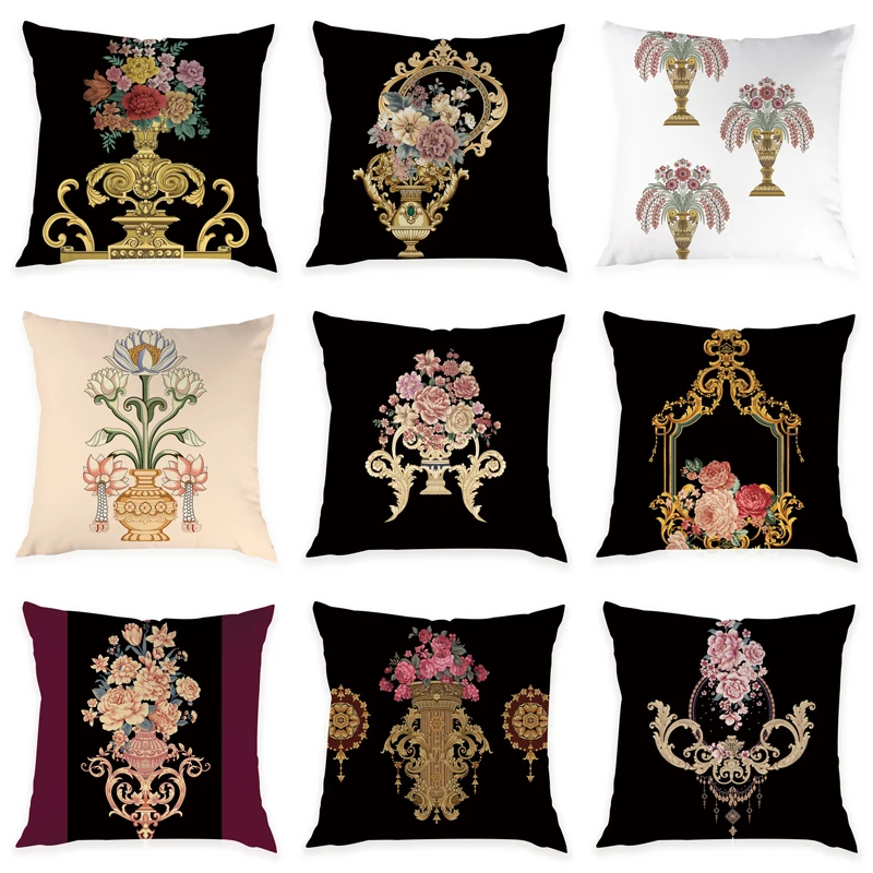 Персиковые наволочки в стиле ретро с цветочным узором для дивана кровати офиса