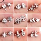 Женские серьги-гвоздики Shuangshuo, из нержавеющей стали серьги в виде дерева, с натуральным ананасом, пирсинг, снежинка, ювелирные изделия