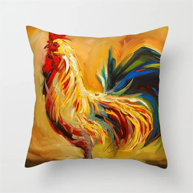 Fuwatacchi Animal Oil Painting Cushion Cover Dog Panda Horse Deer Tiger Chicken Pillow for Home Chair Decor Pillowcases | Дом и сад