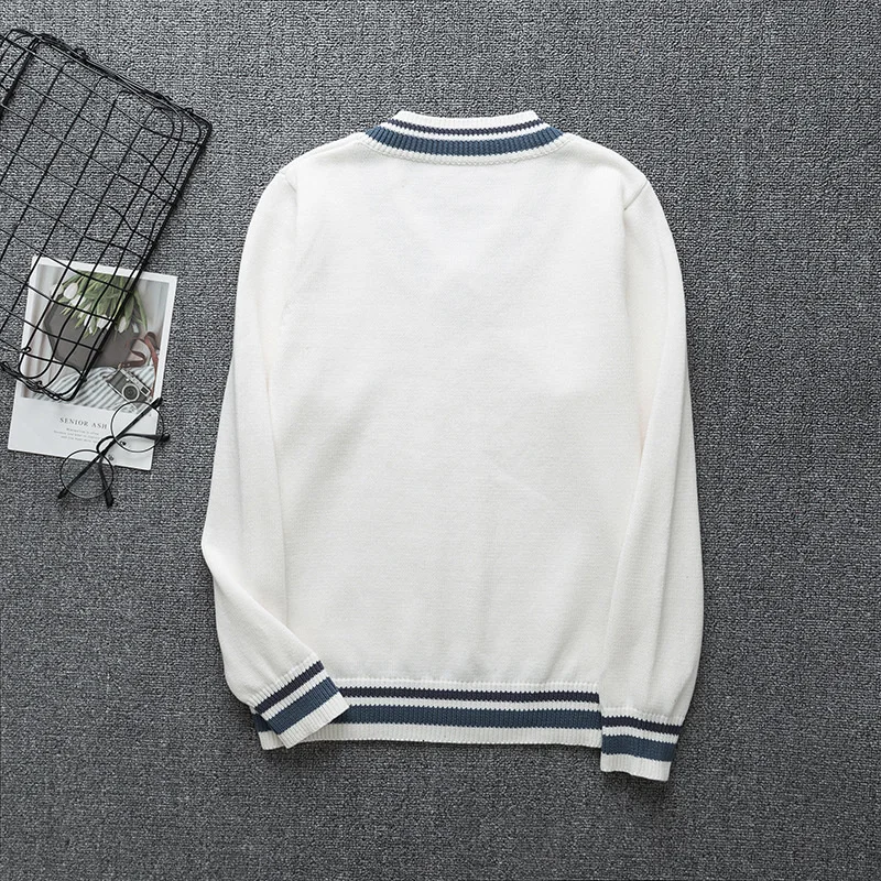 

JK Sweater Coat japanese school uniform Long Sleeves Sweater Japanese JK Sweater Uniform Couple Sweater College British Style