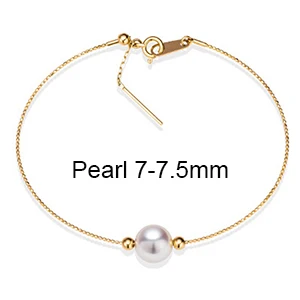 7-7.5mm Sinya Au750 золотые браслеты с натуральным жемчугом и 18k золотыми бусинами можно регулировать длину носки можно DIY для женщин девушек и мам - Цвет камня: 7-7.5mm