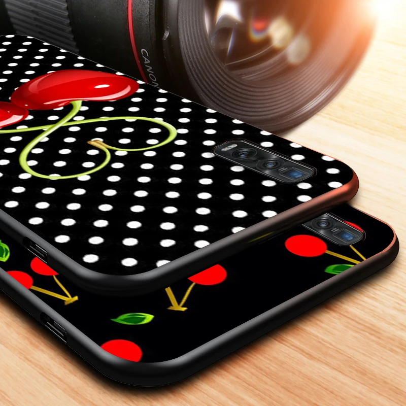 

Cherry Fruit Sweet for OPPO Find X2 A93 A92 A73 A72 A53 A53S A32 A12 A11X A1K A5 Neo Pro Lite Black Phone Case