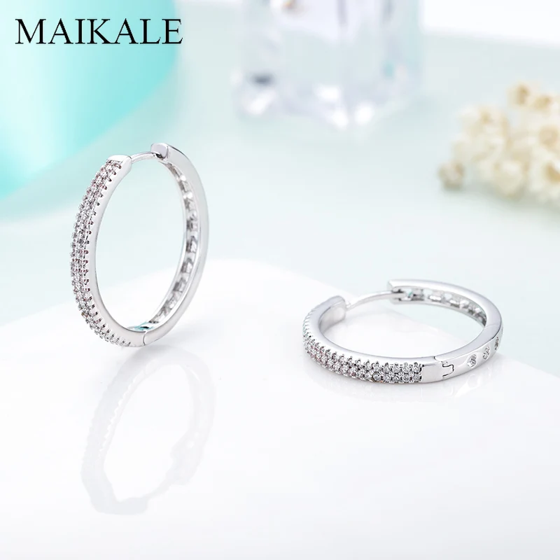 Женские большие серьги-кольца MAIKALE, роскошные круглые серьги в форме сердца с фианитом, модные ювелирные изделия для подарка