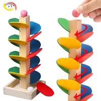 colorful leaves assemble building blocks kids wooden game toys diy tree marble ball run track blocks learning educational toy