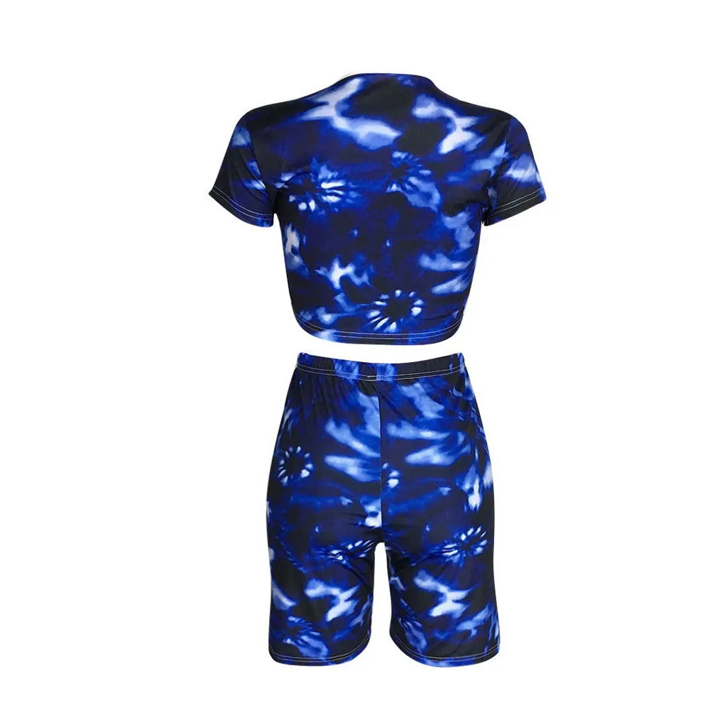 Женский спортивный костюм из двух предметов модный домашний с коротким рукавом