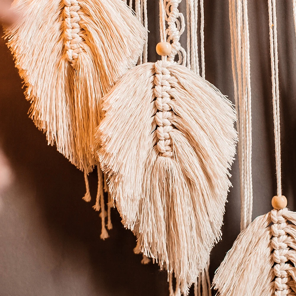 

Handmade Bohemian Dream Catcher Wind Chimes Wall Hanging Macrame Tapestry Boho Woven Knitted Tapestries Home Decoration Gift