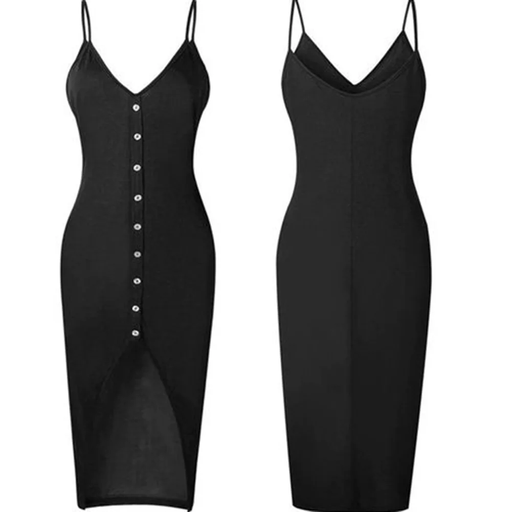 Летние модные женские сексуальные платья с v образным вырезом без рукавов