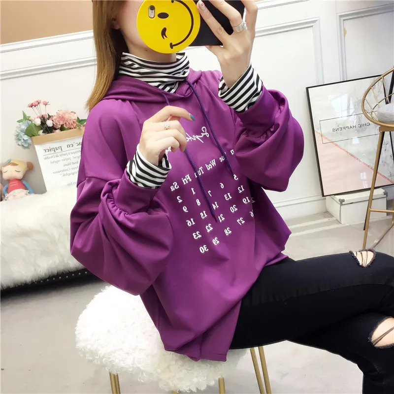 

#2108 Long Sleeve Cotton Sweatshirts Ladies O-neck Sweatshirt Woman Printed Harajuku Hooded Sweatshirts Women Streetwear Loose