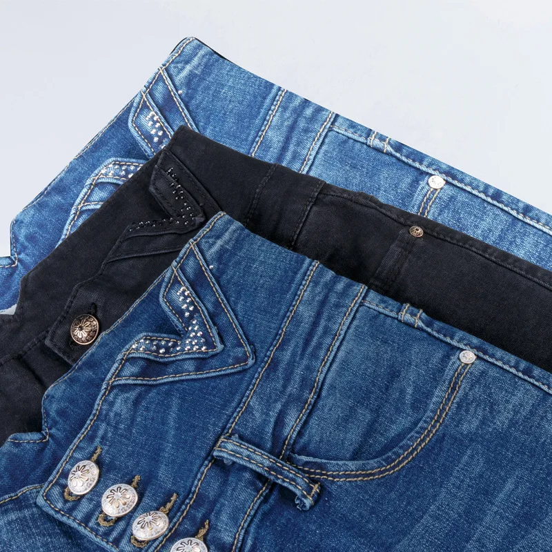 Женские узкие джинсы эластичные брюки-карандаш с завышенной талией большие