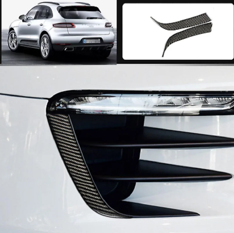 

Car Styling Front Headlight Eyebrow Trim Grille Grill Strips For Porsche Macan 2014-2020 Carbon Fiber Exterior Modified Stickers