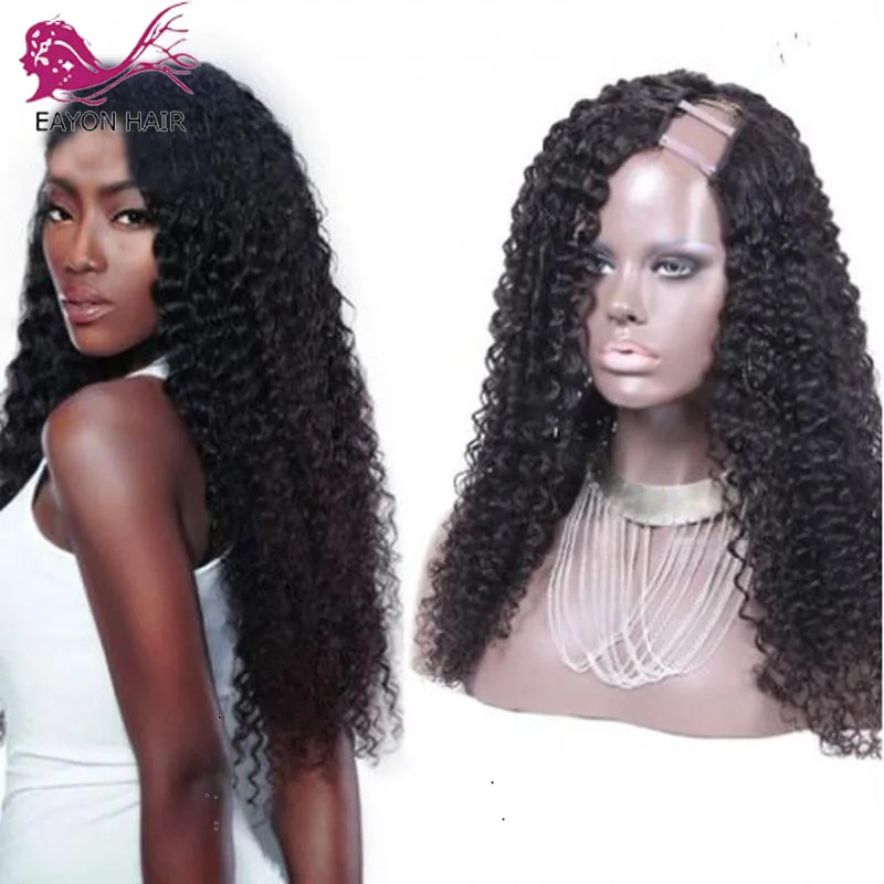 

EAYON U Part Wig Human Hair For Black Women Glueless Human Hair Wigs Deep Curly 130-180% Density Brazilian Remy Hair