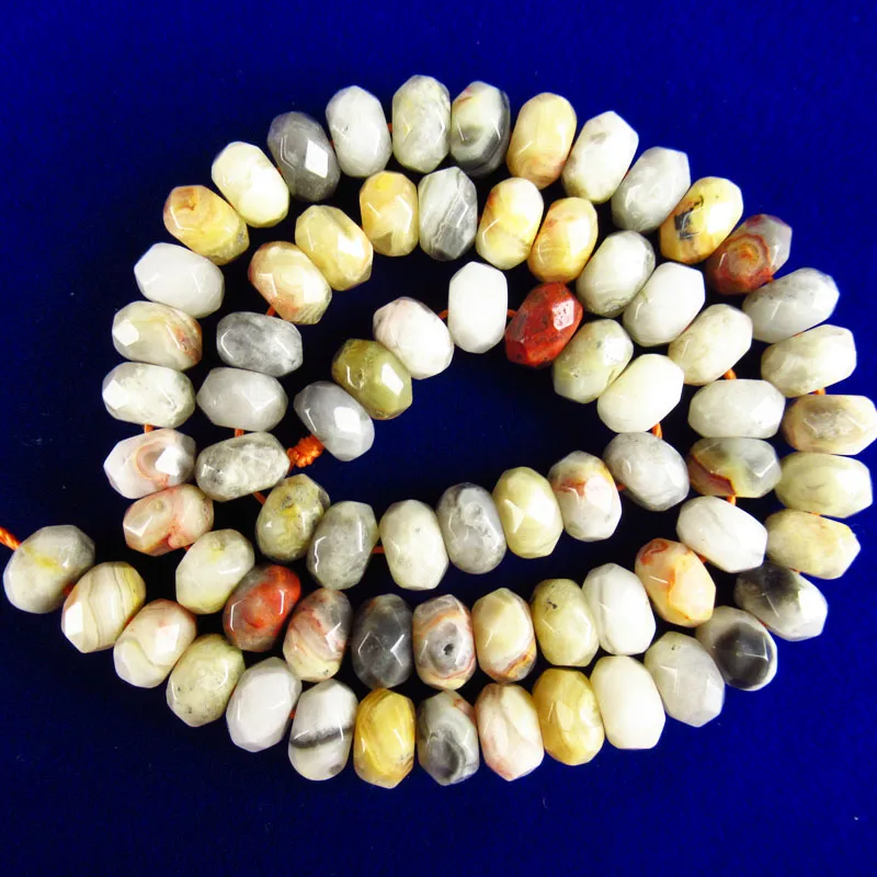 Красивые граненые желтые Сумасшедший кружевные Агаты Rondelle Свободные бисера 15 5