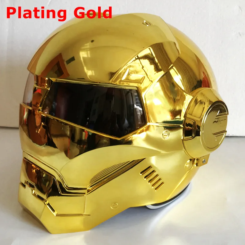Plating Gold MASEI 610 Гальваническое бронзовое покрытие хром IRONMAN железный человек шлем мотоциклетный шлем полуоткрытый шлем ABS для мотокросса - Цвет: Plating Gold