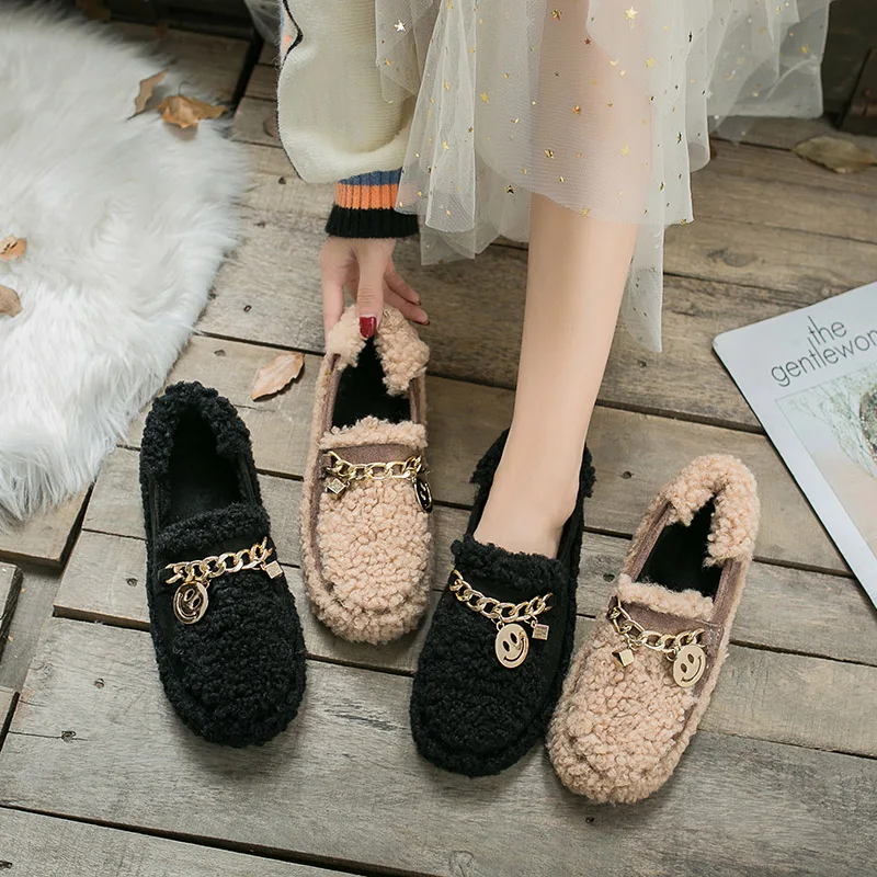 

Winter Shoes Women 2020 Fashion Women's All-Match Loafers Fur Casual Female Sneakers Autumn Low Heels Flats New Fall
