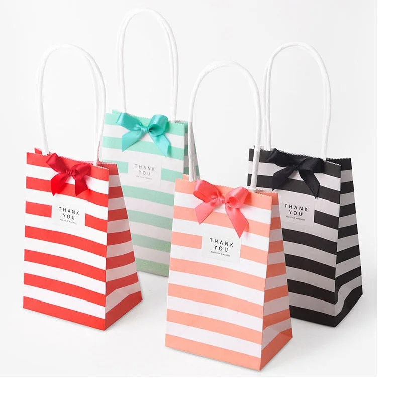 20 шт. маленькие бумажные пакеты карамельных цветов в полоску|Упаковка и стойки