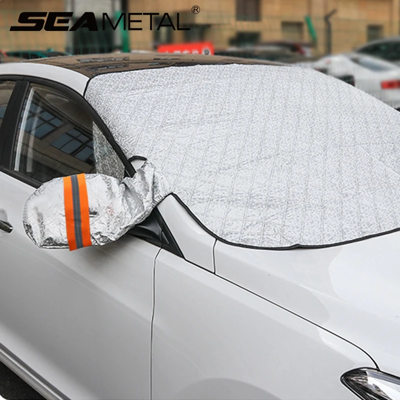 Автомобильный чехол на лобовое стекло универсальный зимний от снега защита