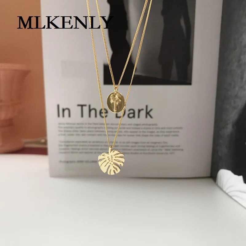 MLKENLY 925 Стерлинговое Серебро модный темпераментный тренд Золотая монстера