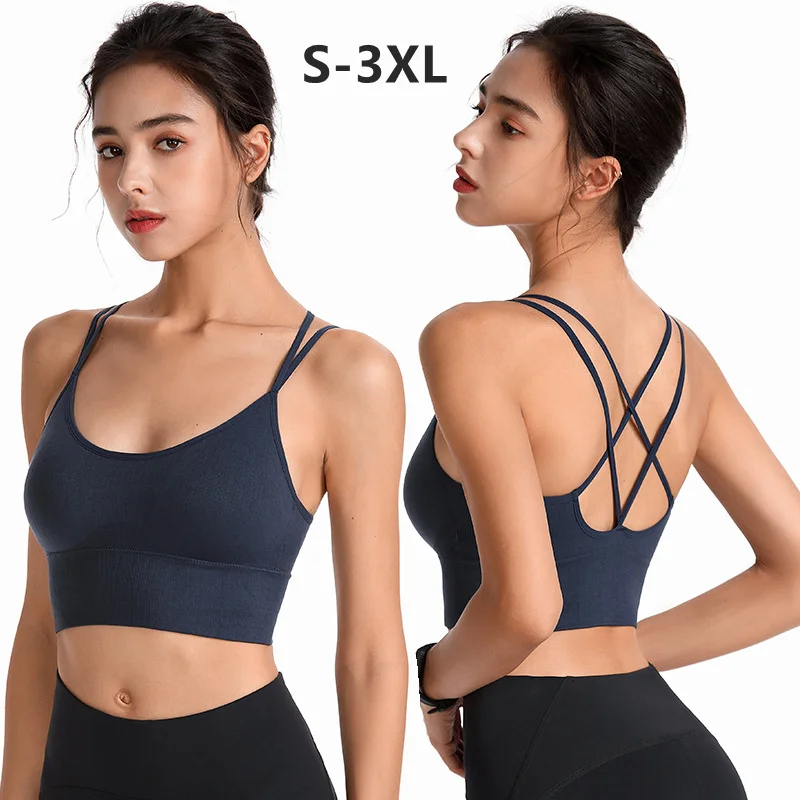 

Women Sports Bra Jogging Gym Push Up Underwear Breathable Yoga Outer Wear Push-Up Vest Lingerie Solid Sleeveless Tops Brassiere