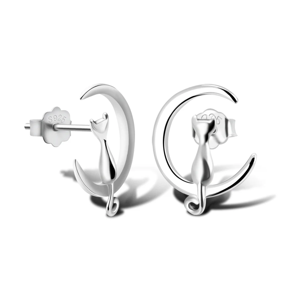 Женские серьги-гвоздики в стиле аниме из стерлингового серебра 925 пробы с милым