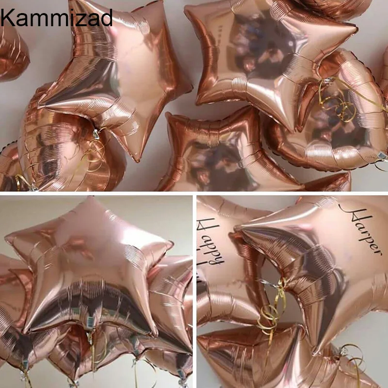 18 "цвета розового золота с сердечками звезда круглый шар из алюминиевой фольги