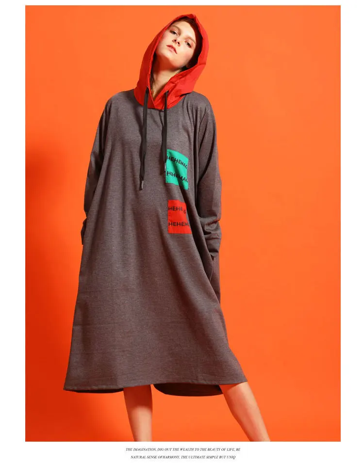 Max LuLu новые корейские модные роскошные уличные женские длинные платья с капюшоном с принтом женские винтажные Лоскутные Повседневные платья