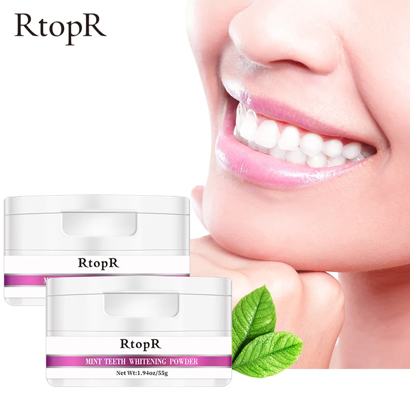

2PCS RtopR Teeth Whitening Powder Pearl Essence Natural Dental Toothpaste Toothbrush Kit Oral Hygiene For Remove Stains Plaque