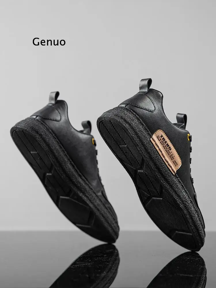 

2021 spring new men's sneakers low-top casual white shoes trendy men's shoes lace-up PU leather Men's sneakers