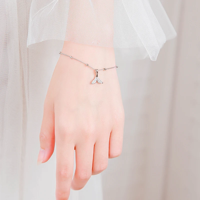 

Originality Style Silver Color Fish Tail Charm Bracelet Zircon Bracelet For Women Girl Party Fashion Jewelry Gifts