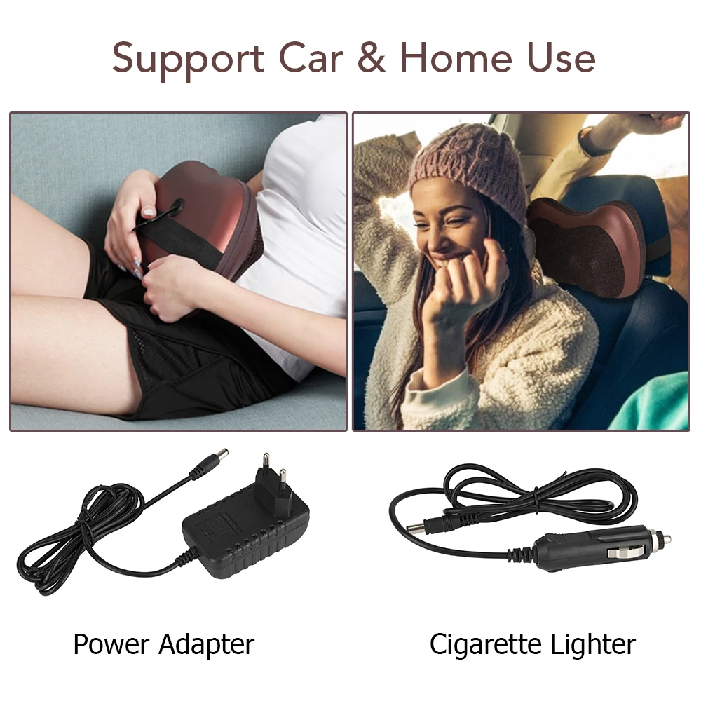 Подушка Натяжная инфракрасная для массаж шеи шиацу 8 головок разминание и плеч